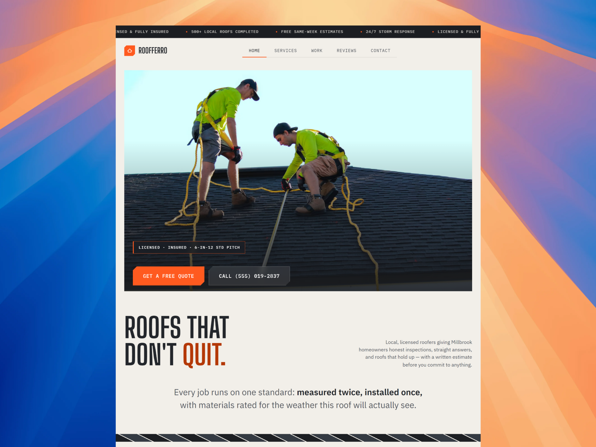 Rooferro lead generation site